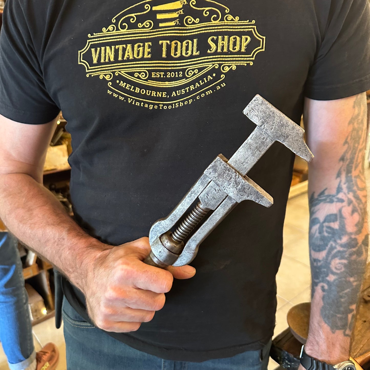 H2288 Vintage UNUSUAL 11” adjustable BUGGY WRENCH