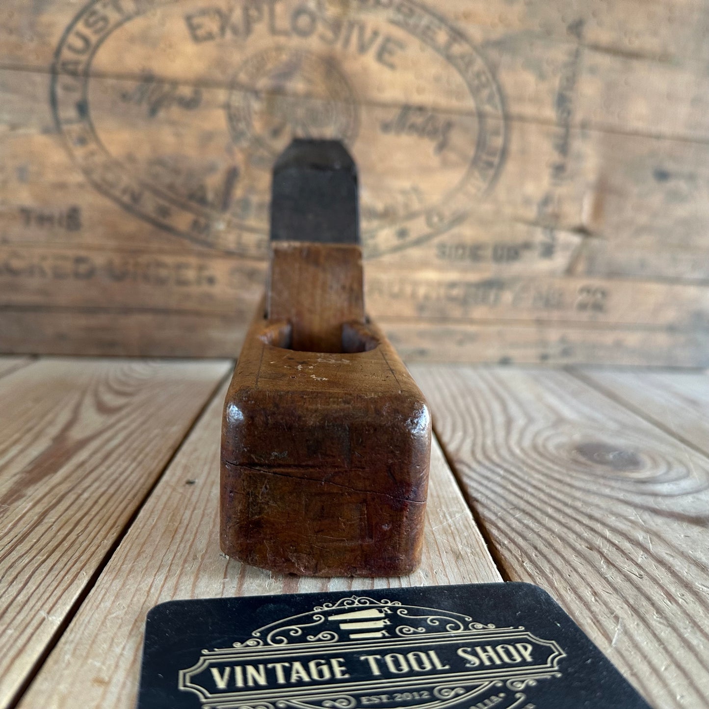 Y1502 OLD! Antique FRENCH smoothing PLANE with cool BALLOON shaped escapement