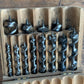 H1913 Vintage BOXED Set of 13 x IRWIN / Solid Center PATTERN wood drill BITS brace auger BIT set