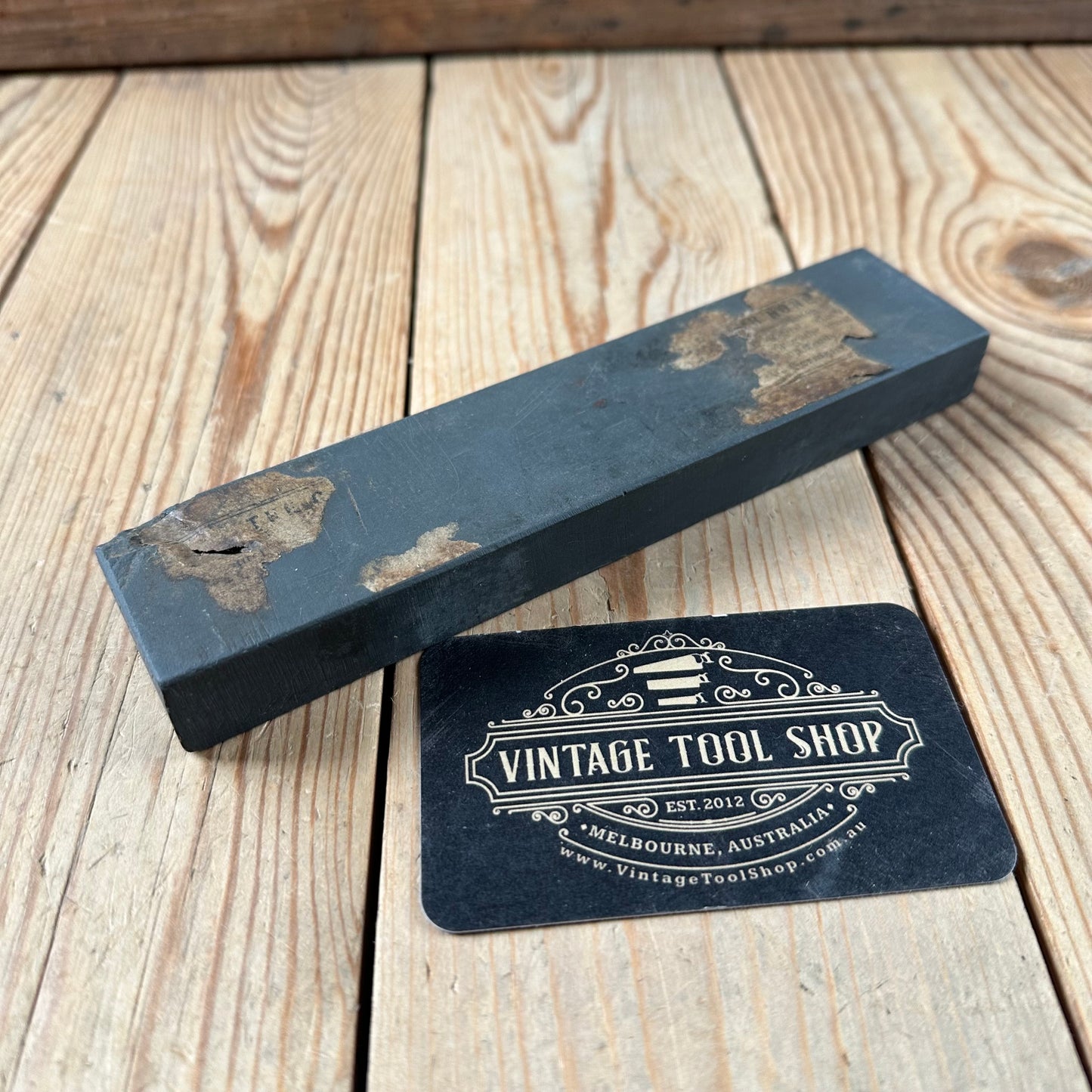 A380 Vintage LARGE German WATER HONE partial label BARBERS STONE Natural sharpening stone waterstone