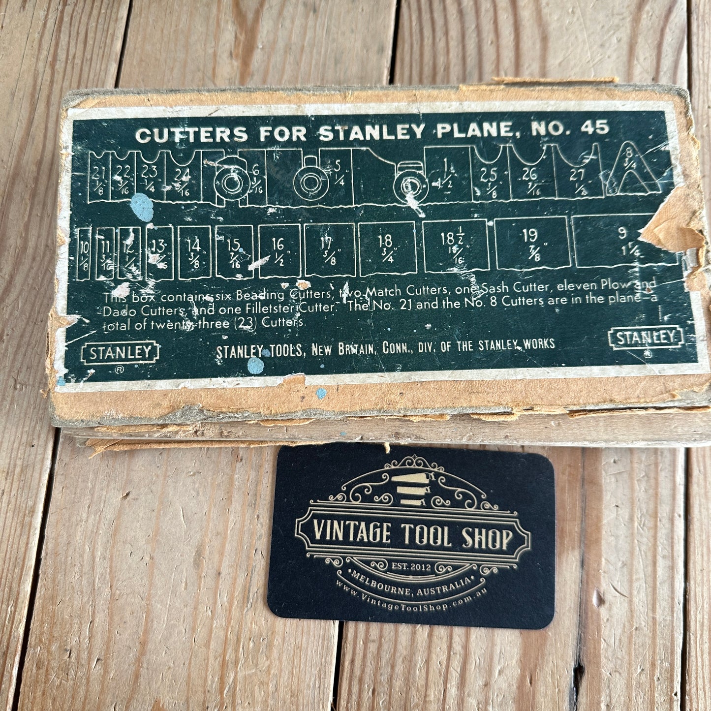 H1184 Vintage STANLEY USA No.45 Combination PLANE + 21 CUTTERS