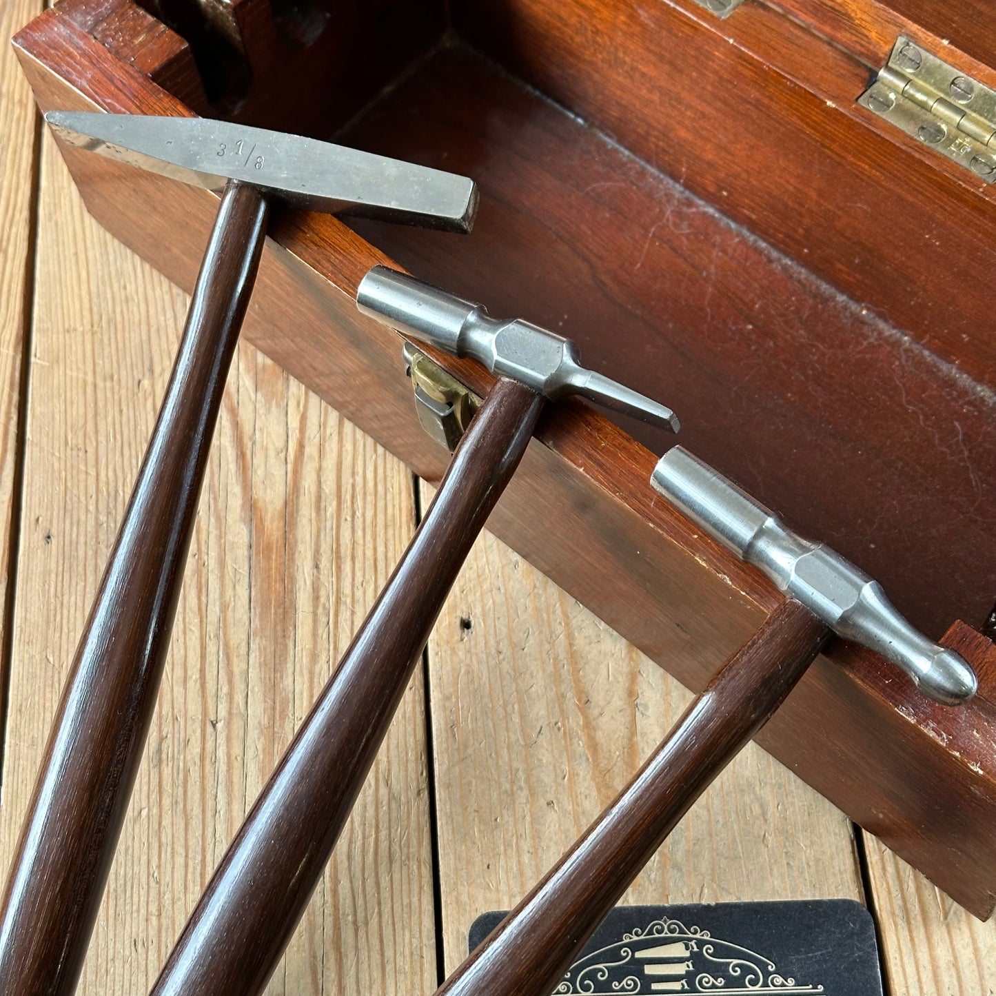 SOLD. N1697 INCREDIBLE! Vintage dated 1932 3x PRESENTATION Jewellers Metalworking HAMMERS