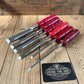 N1817 AWESOME! Vintage set of 6 NOOITGEDAGT Holland red resin handle BEVEL CHISELS