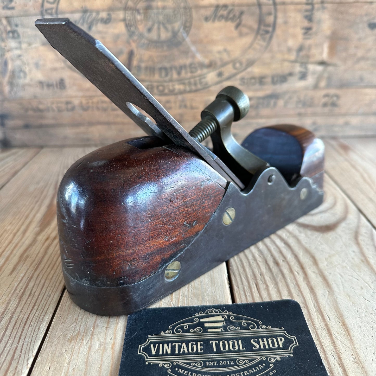 N1156 Antique HEAVY CAST INFILL SMOOTHING plane TAS BLACKWOOD STUFFED