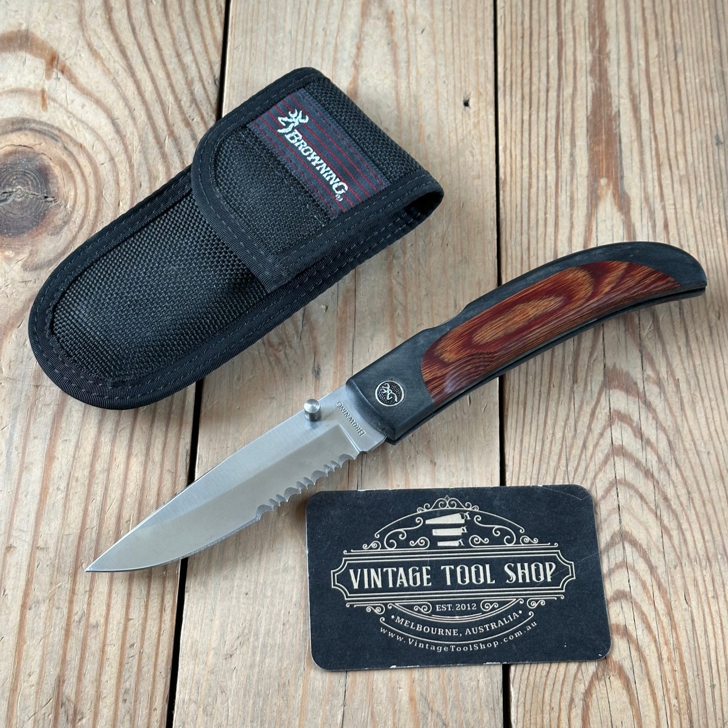 K52 Vintage BROWNING Japan Model 838 FEATHERWEIGHT folding pocket KNIFE