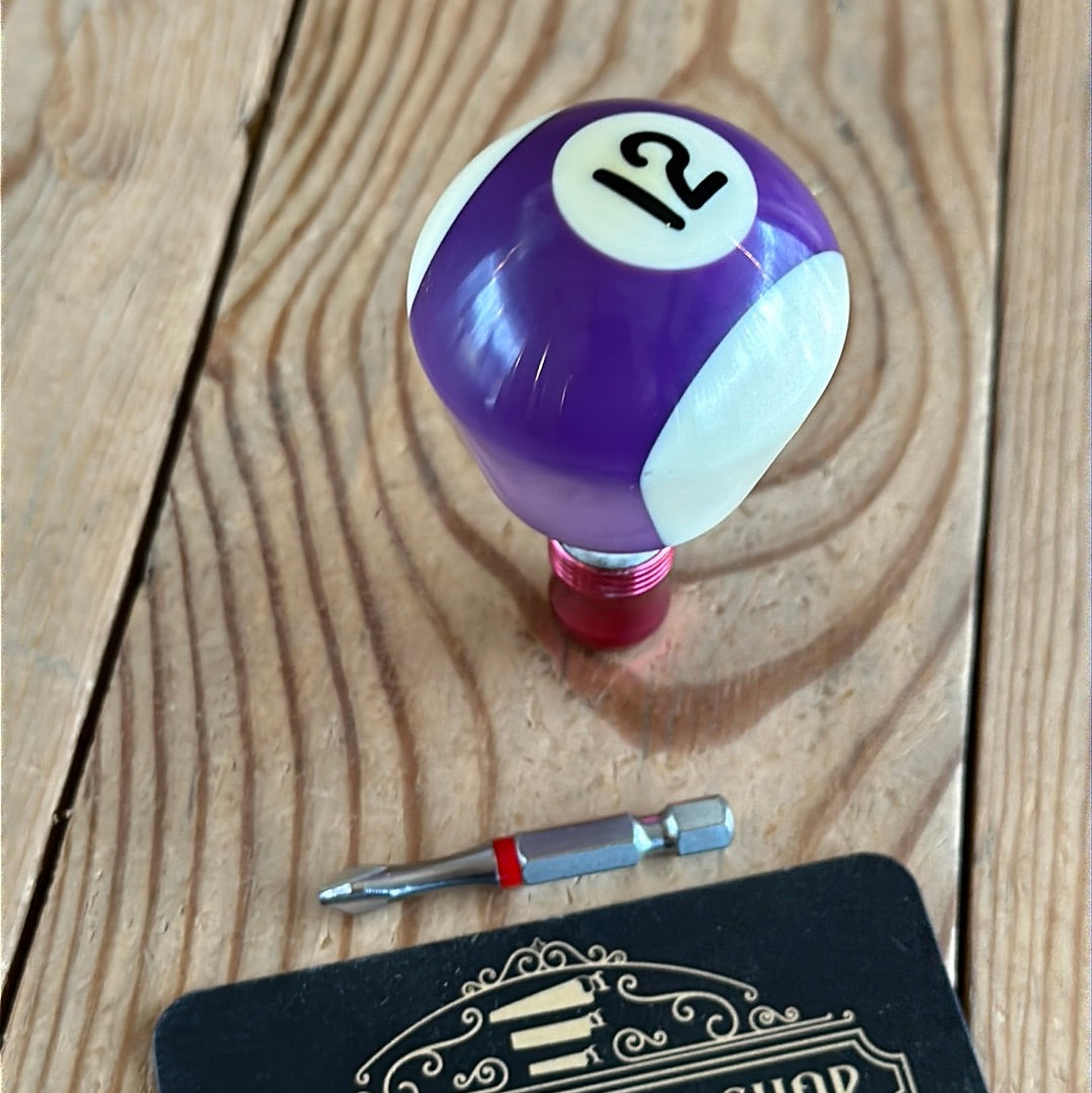 TR156 Repurposed Purple No.12 POOL BALL HEX TIP DRIVER by Tony Ralph