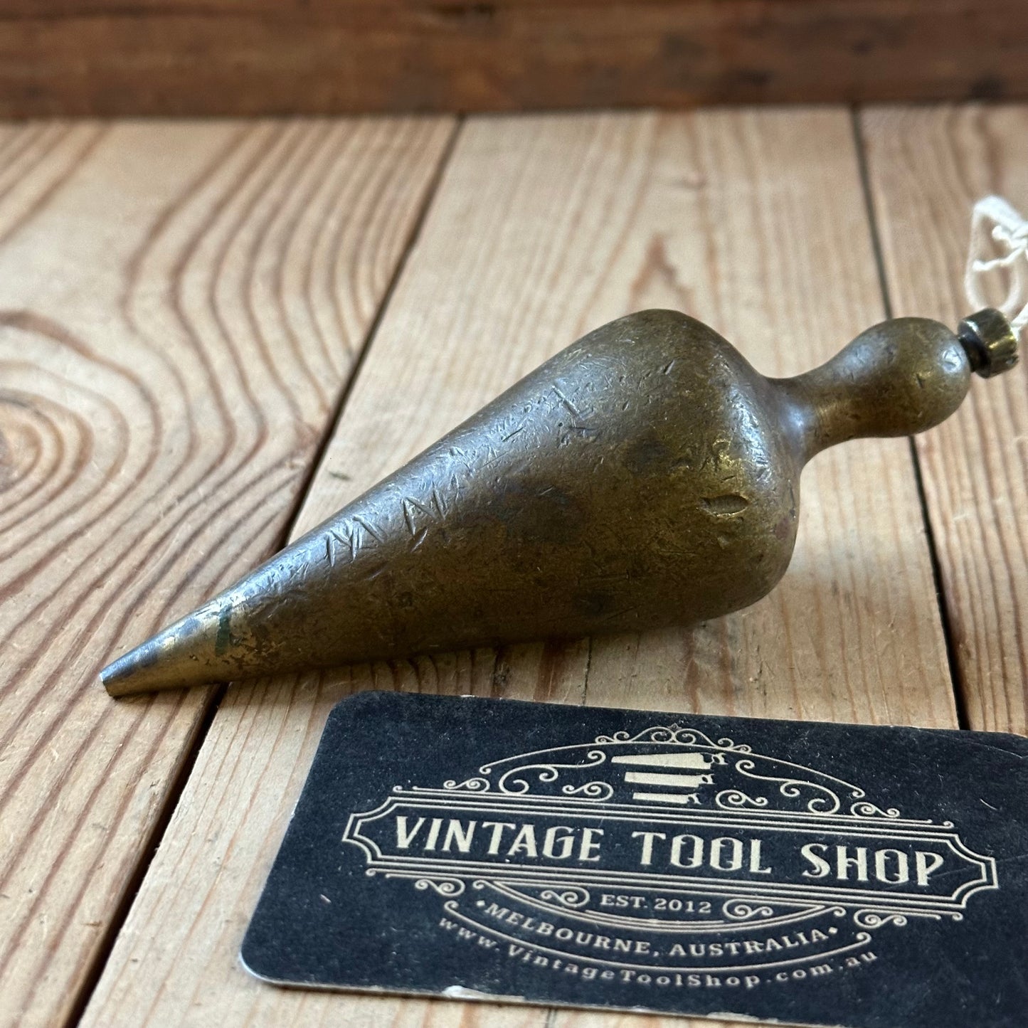 H2524 Vintage large brass TEARDROP PLUMB BOB