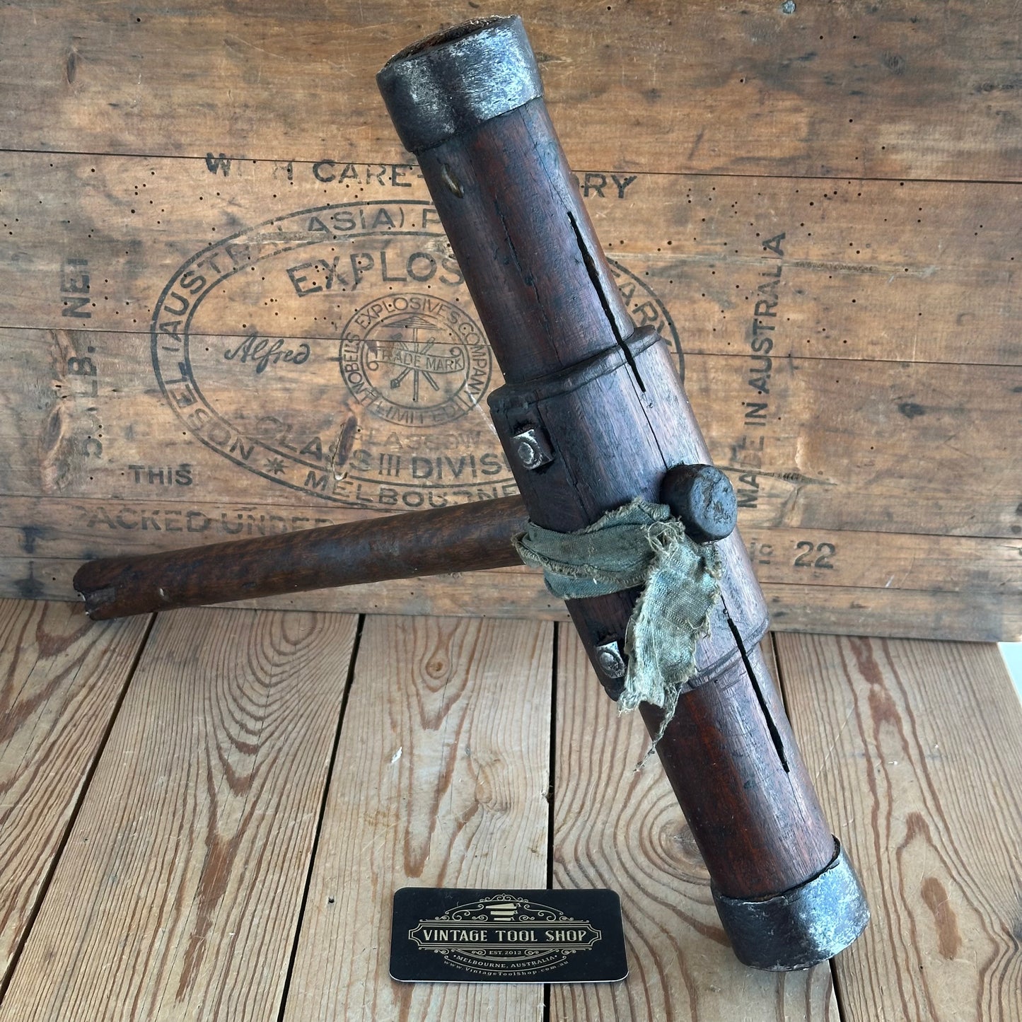 H2343 Antique CAULKING MALLET shipwrights tool