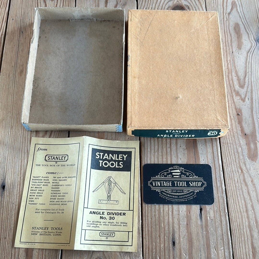 SOLD N1011 Vintage COLLECTOR GRADE STANLEY No.30 ANGLE DIVIDER IOB