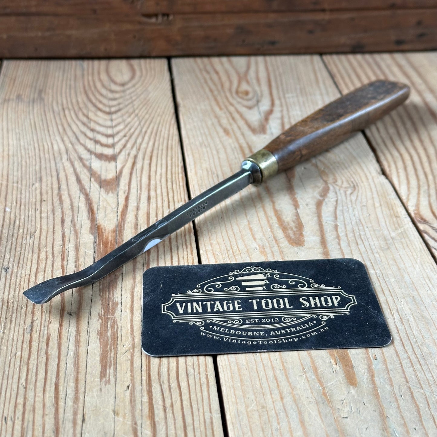 H2034 Vintage HERRING BROTHERS England 17mm Reverse Bent Fishtail Carving CHISEL