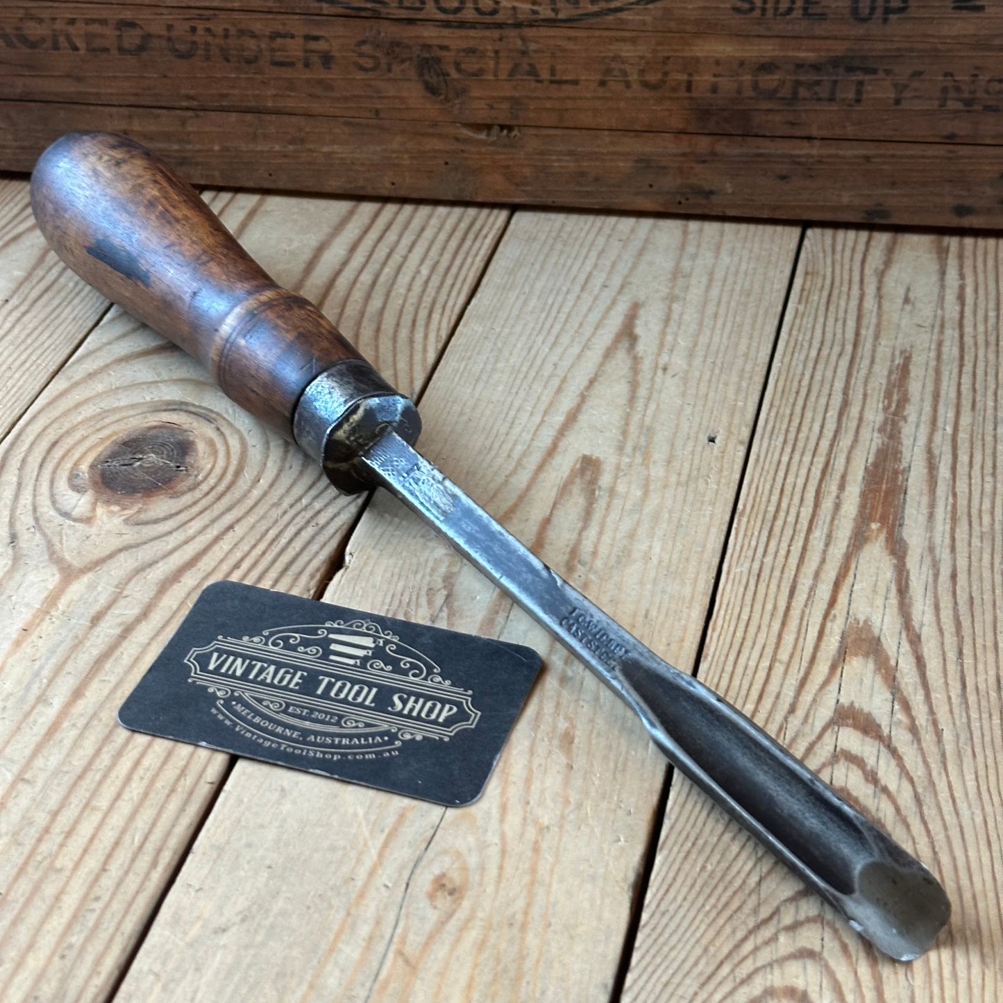 D1900 ANCIENT! Large Antique 19mm EUROPEAN GOUGE Carving CHISEL