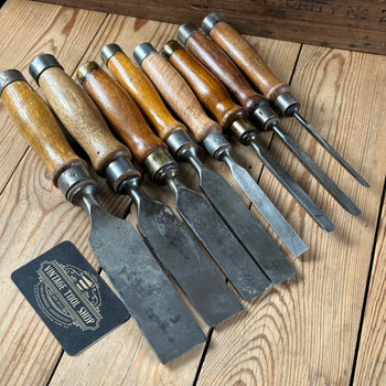 N1818 Vintage set of 8 x TITAN AUSTRALIA No:101 Registered Firmer CHISELS