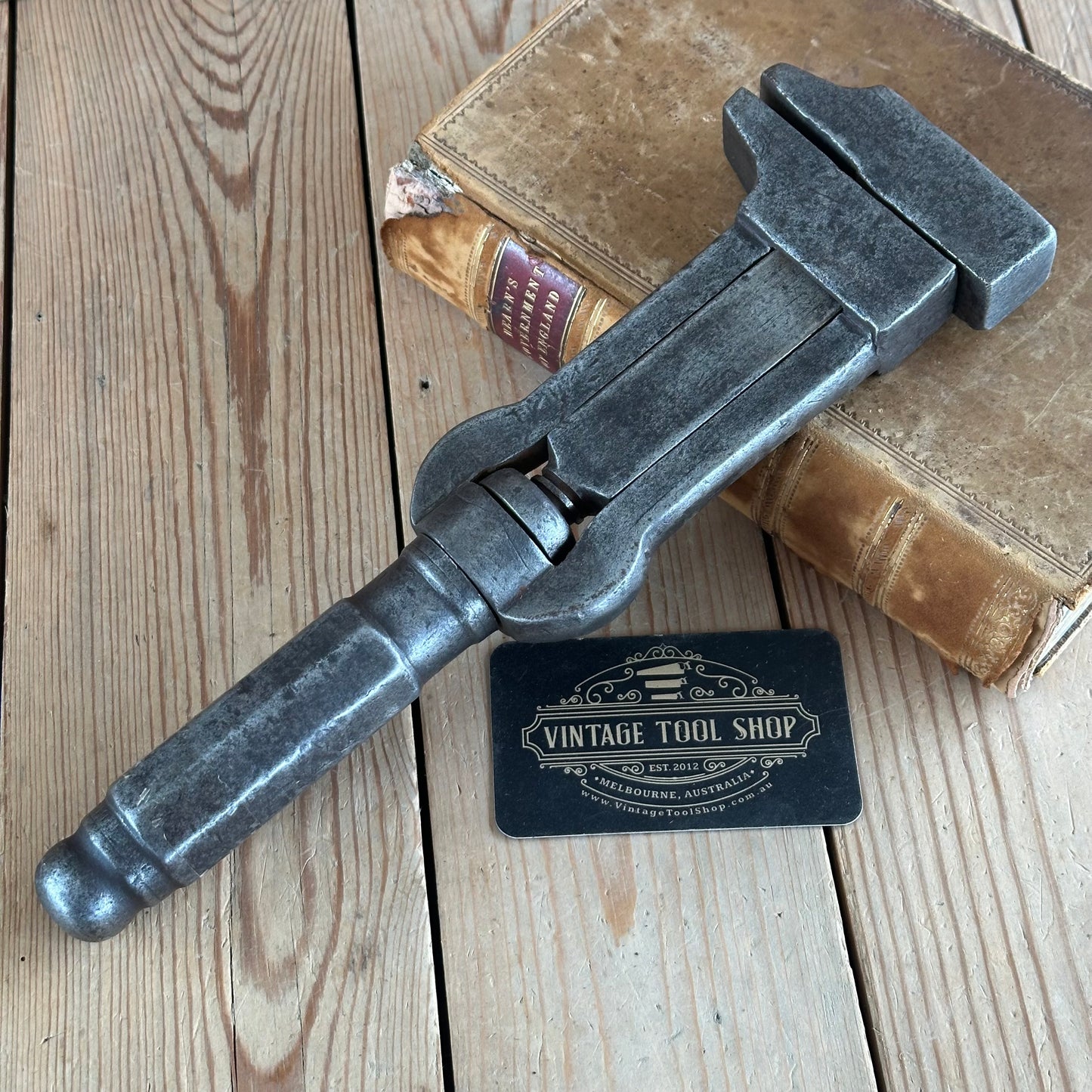 H2288 Vintage UNUSUAL 11” adjustable BUGGY WRENCH