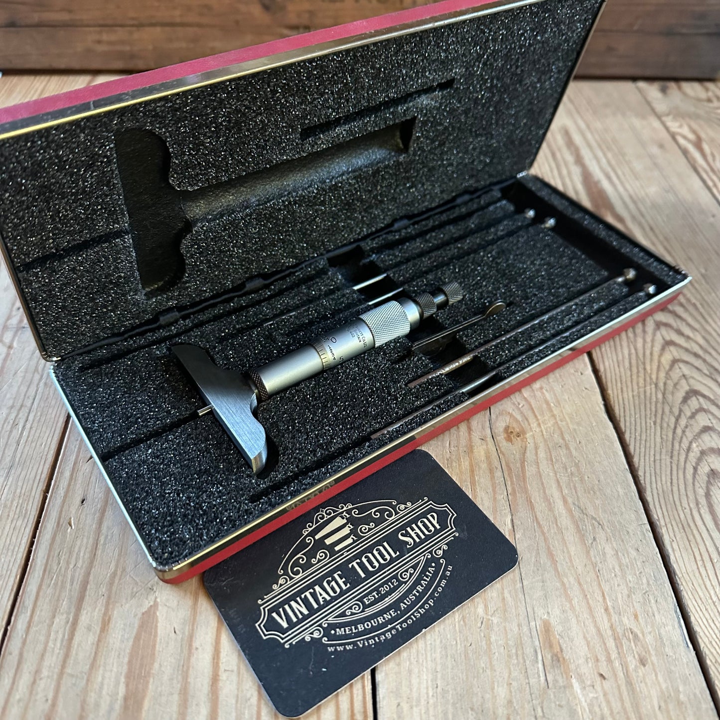 H2484 Vintage STARRETT No:440 DEPTH MICROMETER set IOB