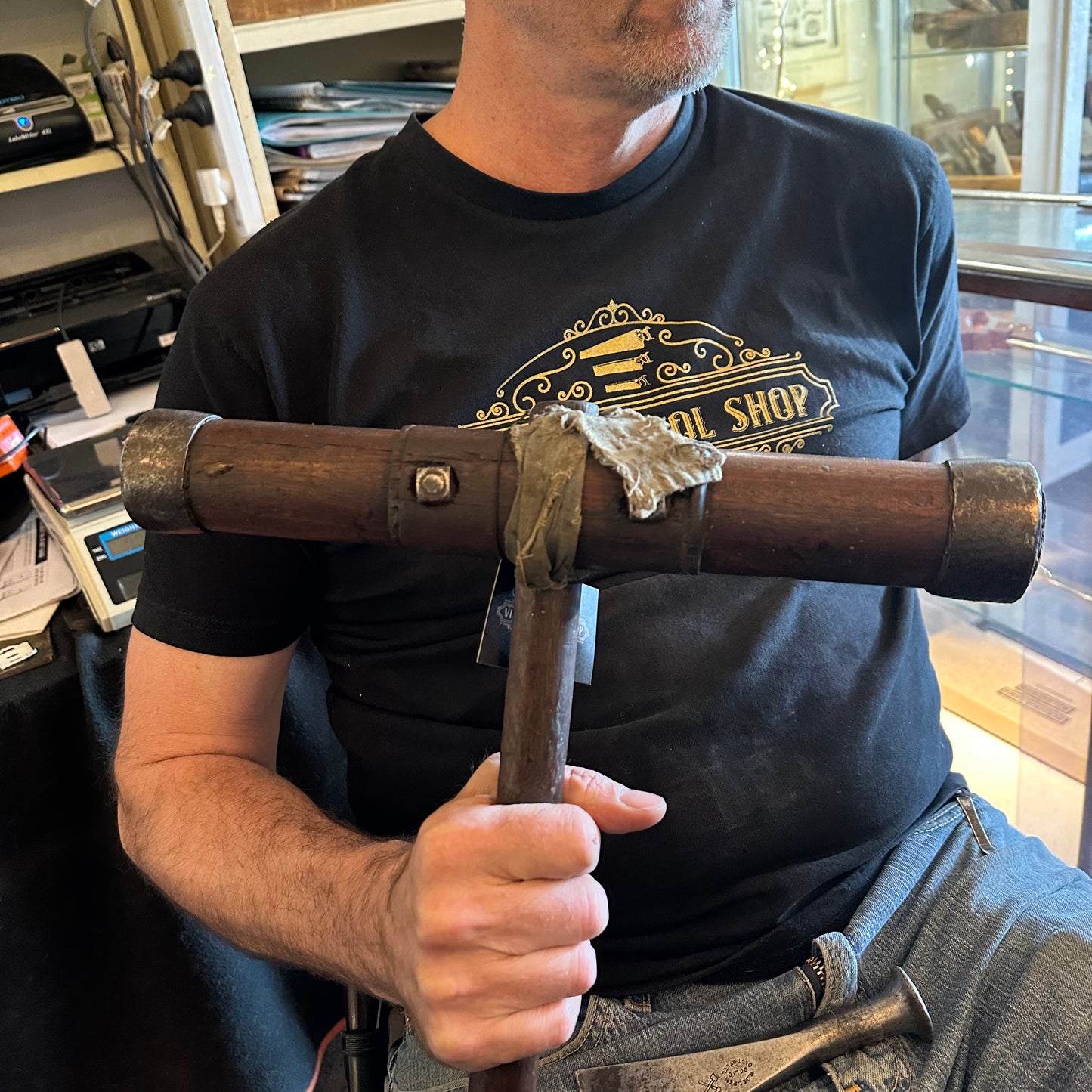 H2343 Antique CAULKING MALLET shipwrights tool