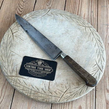 SOLD D1516 SHARP! Vintage FRENCH NOGENT CARBON steel Kitchen KNIFE figured handle