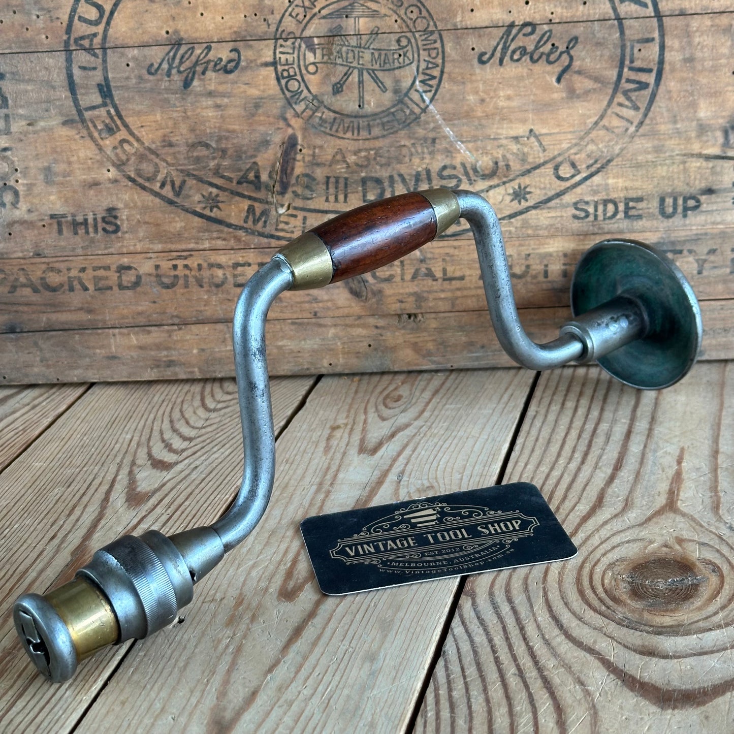 SOLD. H2007 EARLY! Antique 1867-1878 MILLERS FALLS USA No.4 ROSE CHUCK BRACE DRILL