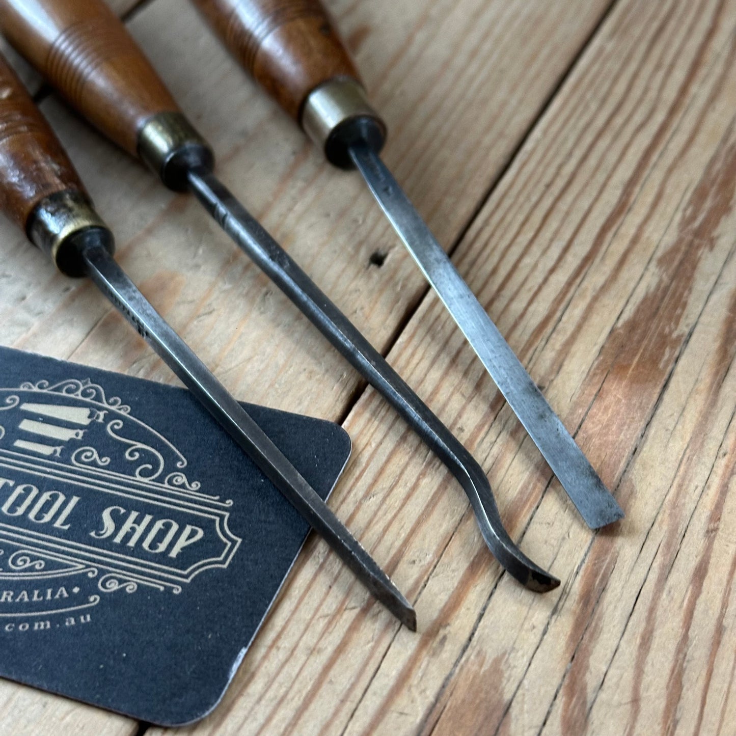N1768 Vintage 3 x ADDIS SKEW Carving CHISEL Set curved