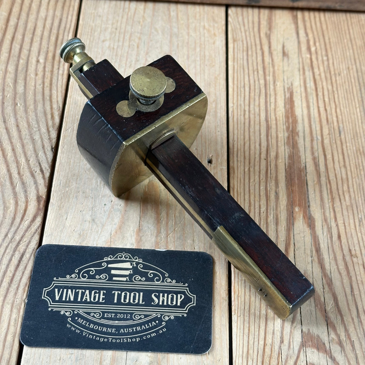 H2568 GORGEOUS! Vintage DISSTON USA No:95 BRASS & Rosewood Mortise GAUGE