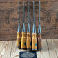 H2523 Vintage set of 5 x SWEDISH E.A. BERG Birch handled socketed BEVEL CHISELS