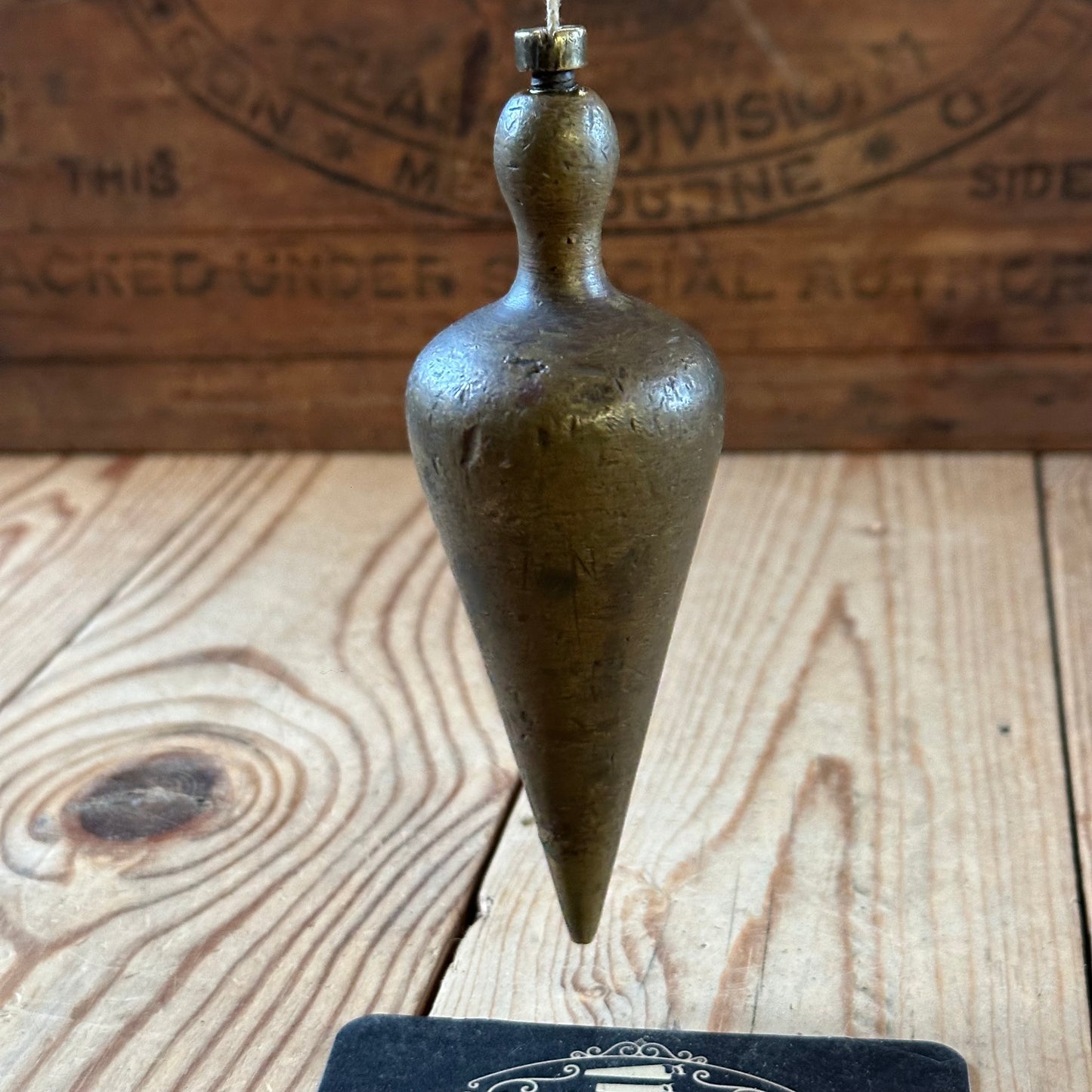 H2524 Vintage large brass TEARDROP PLUMB BOB