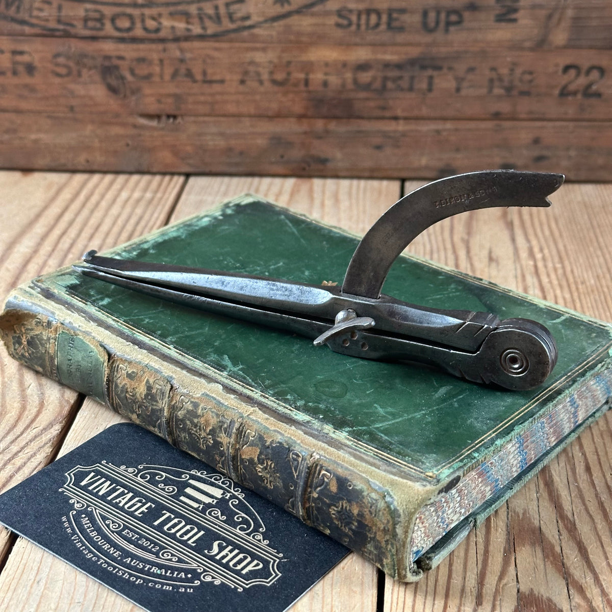 H2541 Vintage T.DIXON & Sons LEATHER grooving COMPASS marking knife TIMBER SCRIBE