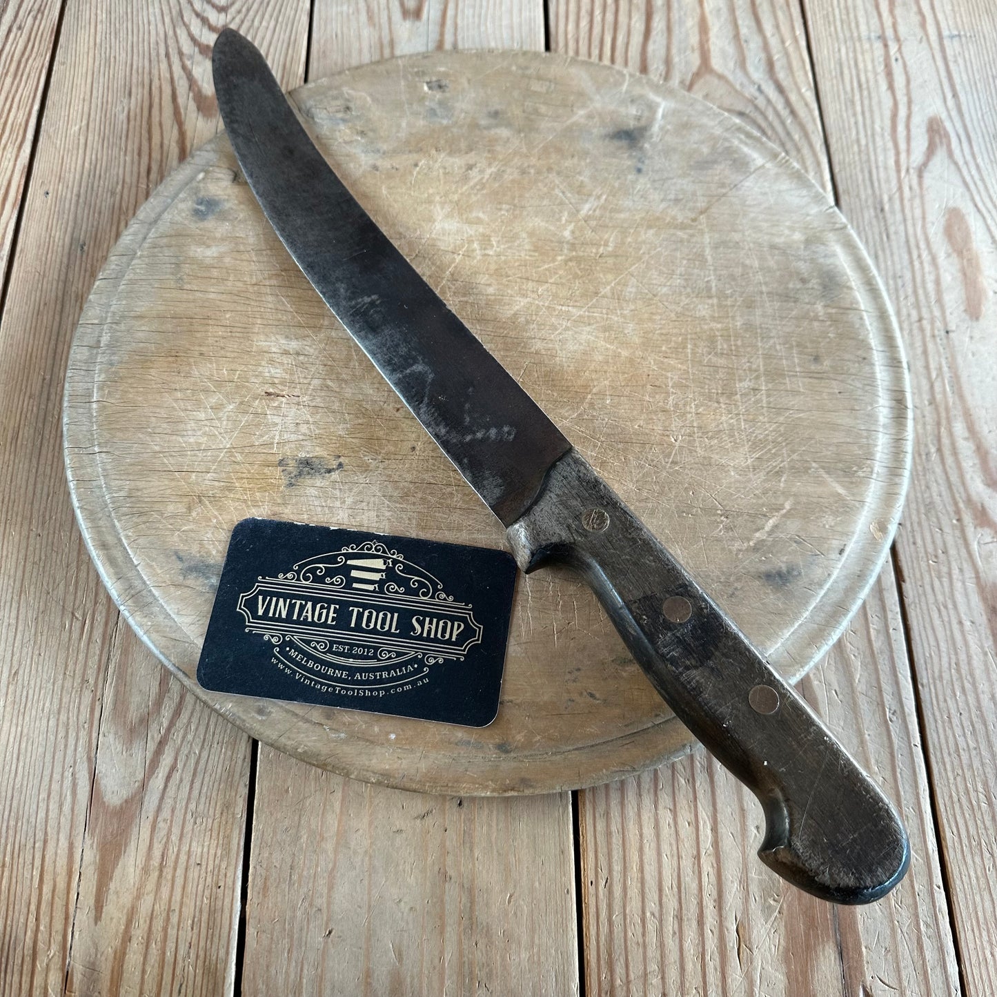 H947 Vintage CARBON STEEL carving kitchen BUTCHERS KNIFE