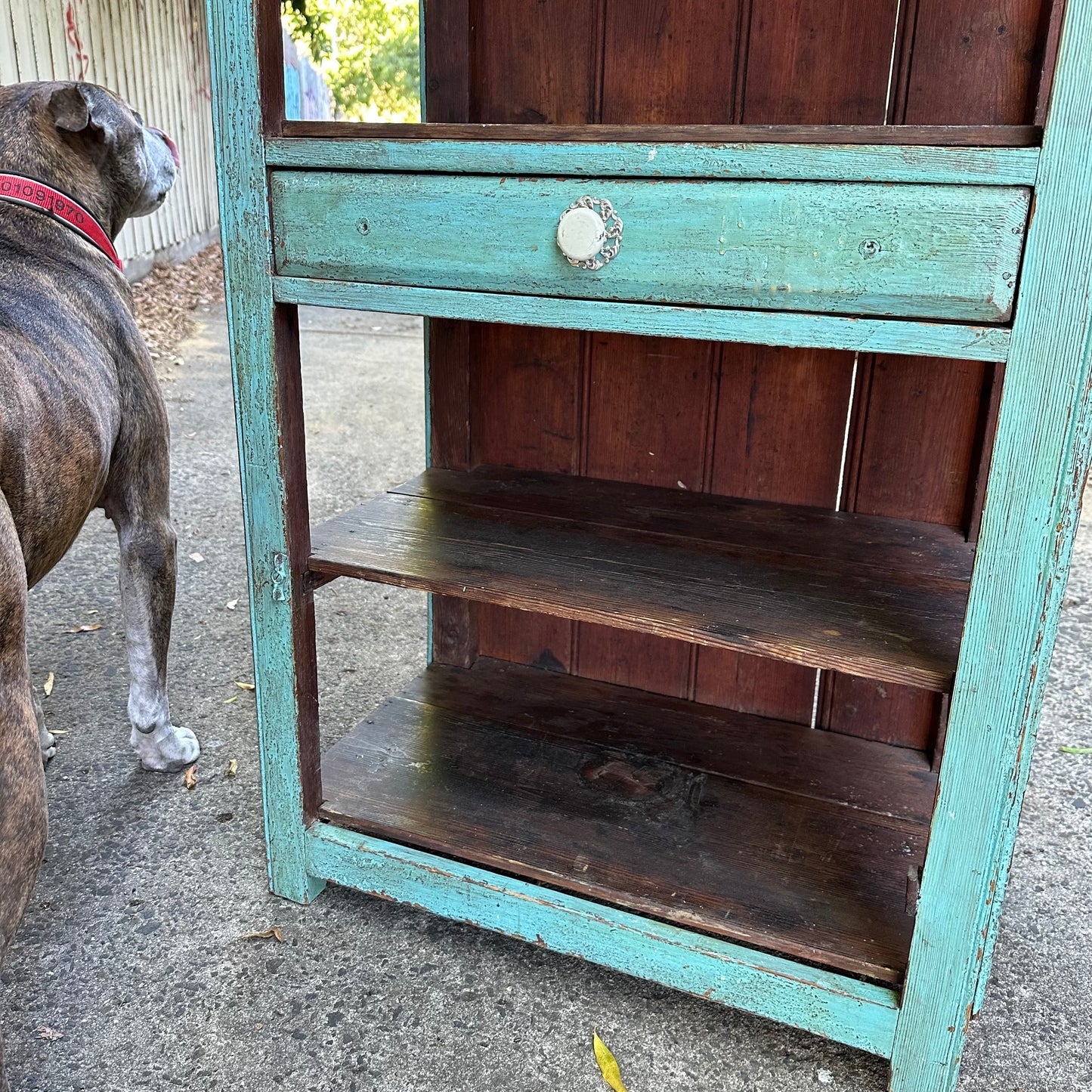 H2382 Vintage distressed shabby chic depression era MEAT SAFE CUPBOARD