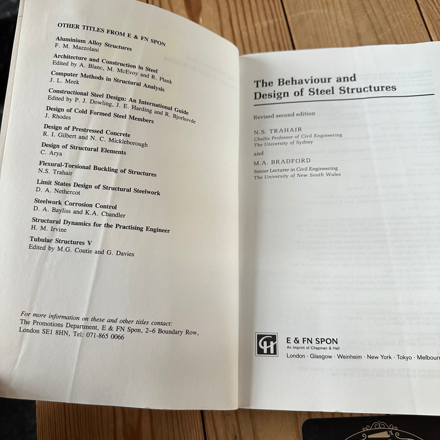 XBN3 Vintage The Behaviour and Design of Steel Structures 1994 2nd revised edition by N.S.Trahair & M.A.Bradford