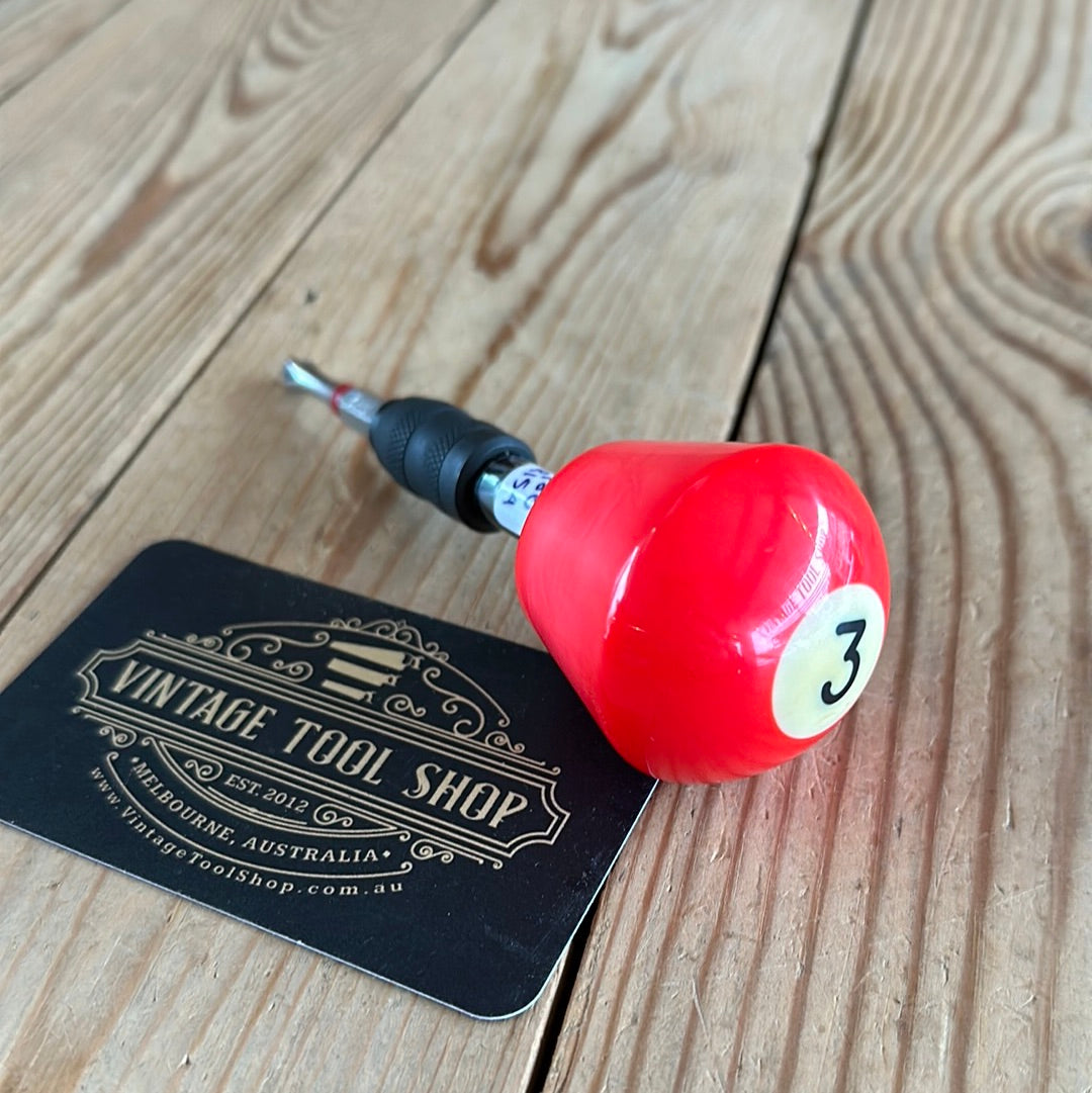 TR154 Repurposed Red No.3 POOL BALL HEX TIP DRIVER by Tony Ralph