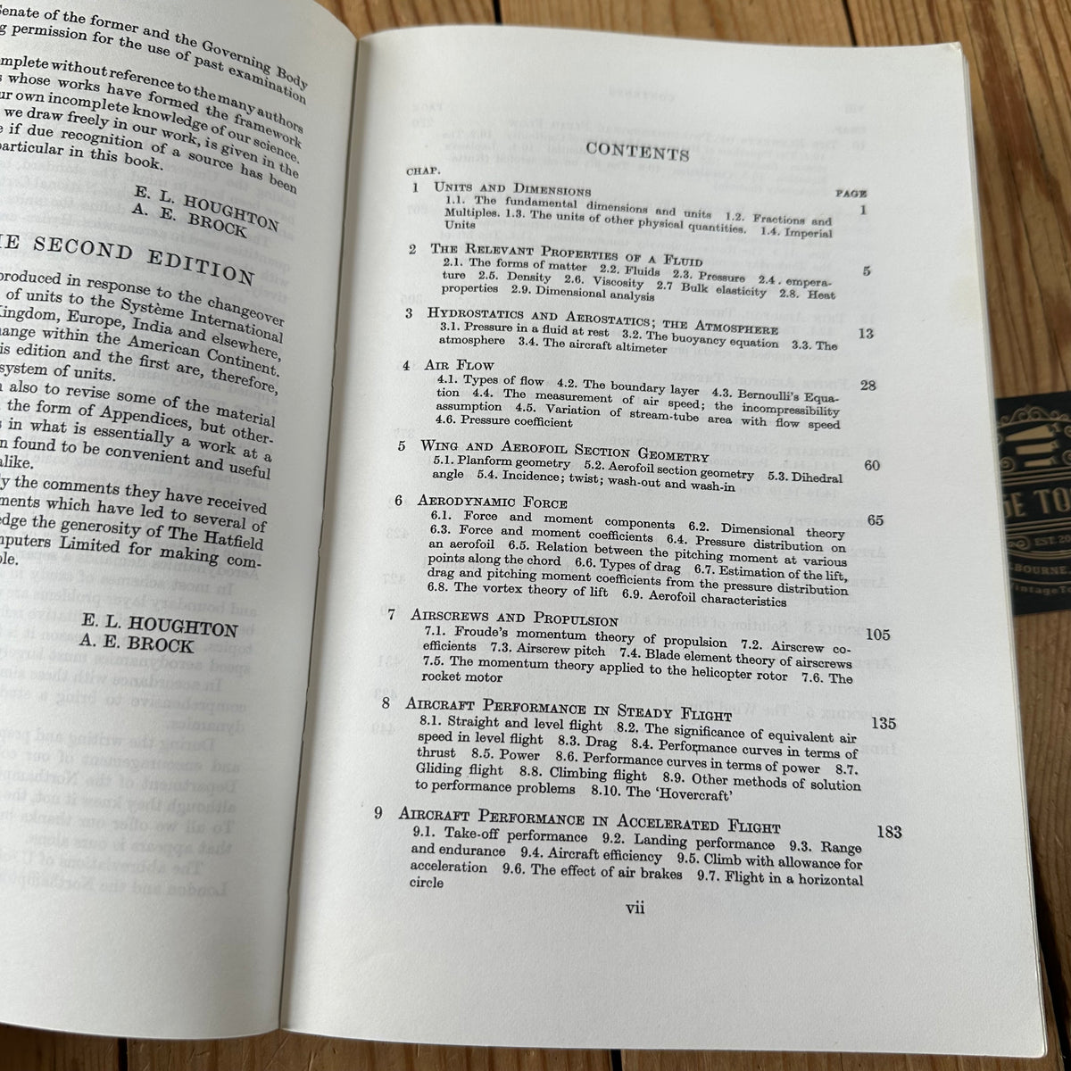 N2031 Vintage 1980 BOOK AERODYNAMICS for ENGINEERING STUDENTS by E.L.Houghton & A.E.Brock 2nd Edition