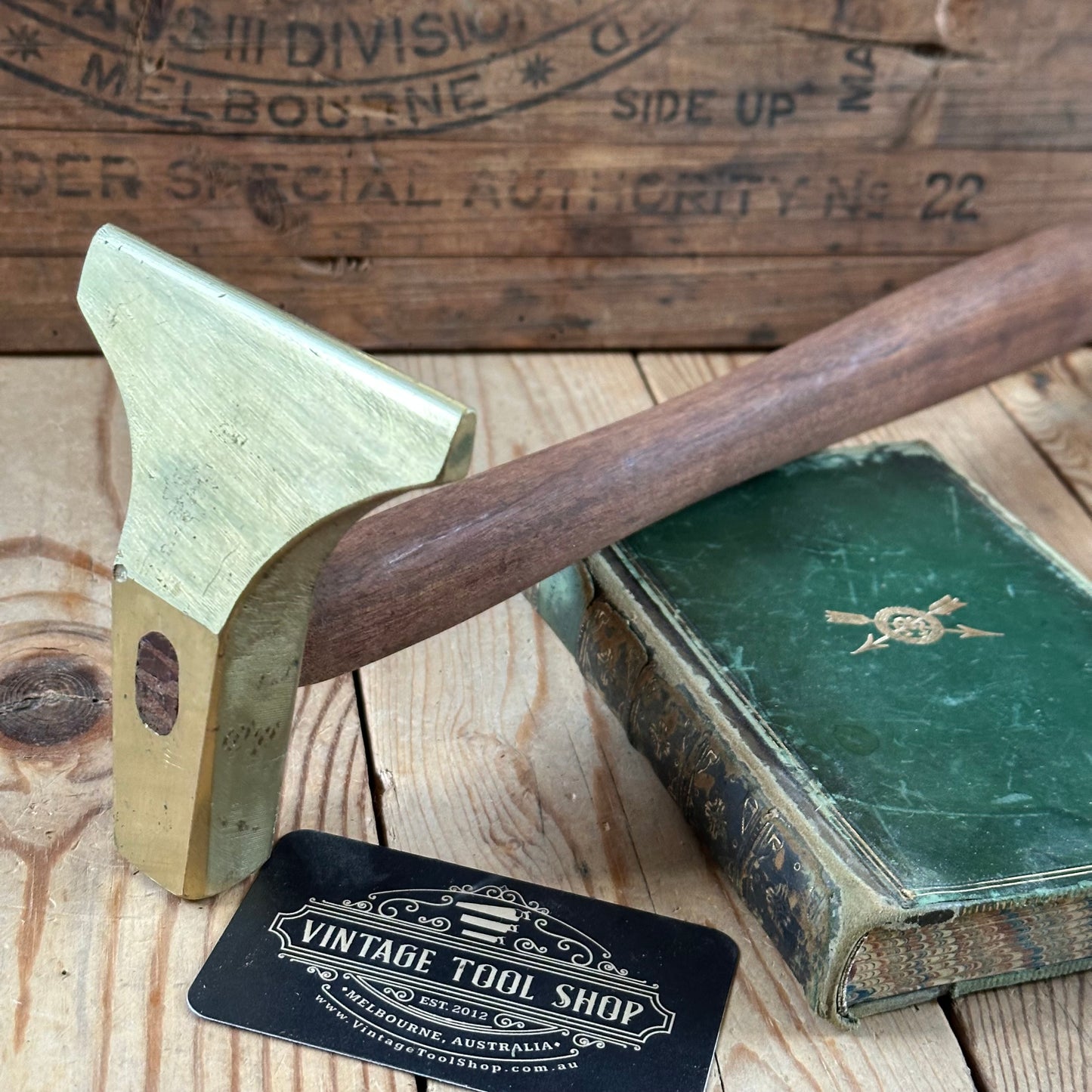 N1797 COOL! Vintage BRASS VENEER HAMMER