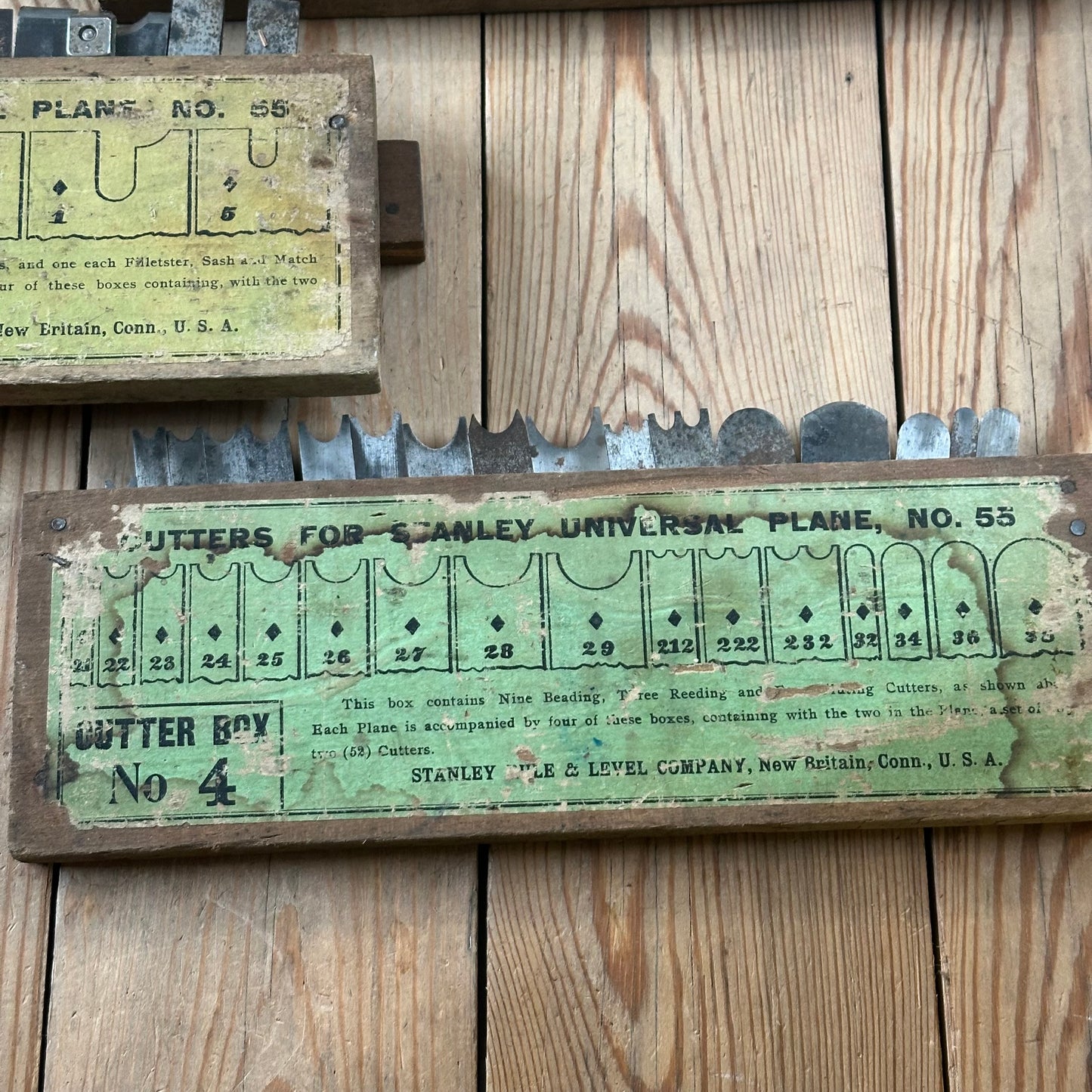 N1708 Antique 4 x boxes of STANLEY USA No.55 Combination PLANE CUTTERS