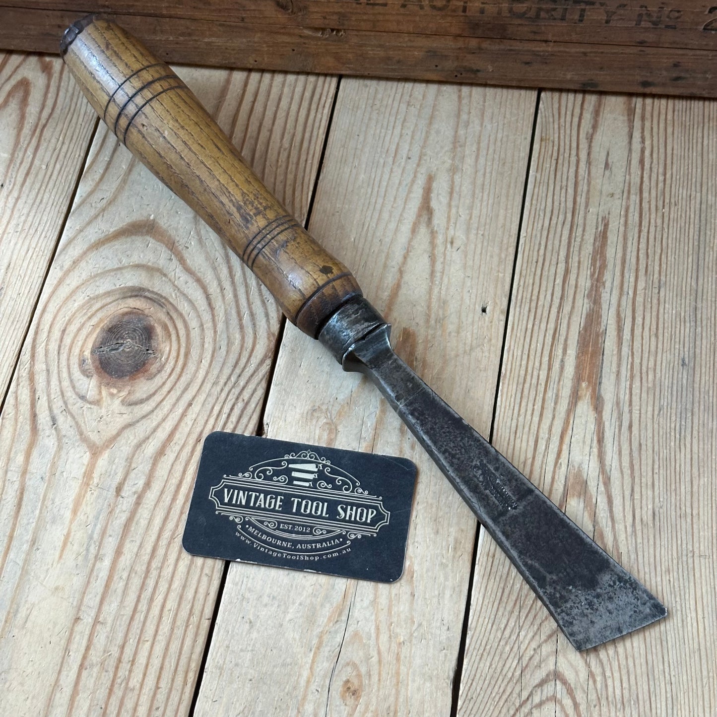 D1892 ANCIENT! Large antique 40mm EUROPEAN SKEW Carving CHISEL