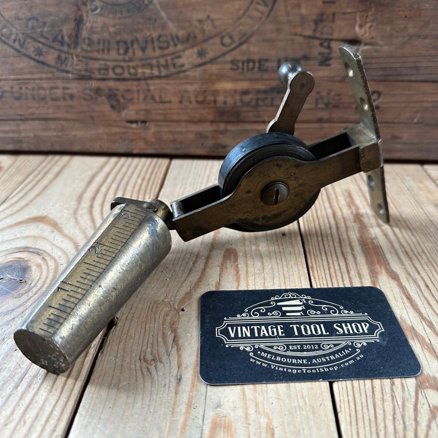 H2472 Vintage CHESTERMAN England War Department Brass TANK DIPPING  measuring TAPE
