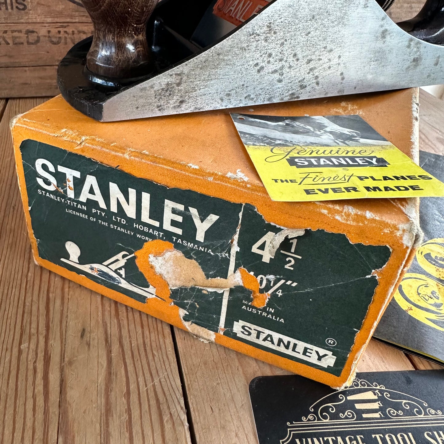 N1278 Vintage STANLEY England No.4 1/2 PLANE IOB