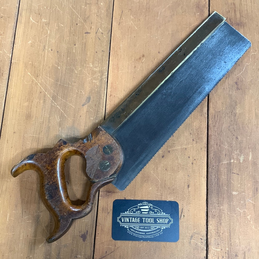 SOLD S508 Premium Quality SHARP! Vintage RICHARD GROVES & SONS 12” 12ppi XCUT Carcass brass back SAW backsaw