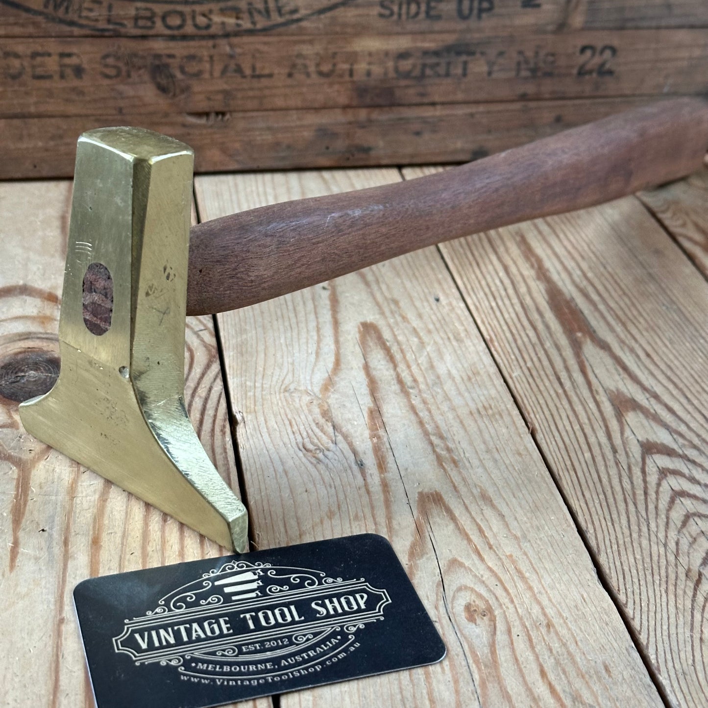 N1797 COOL! Vintage BRASS VENEER HAMMER