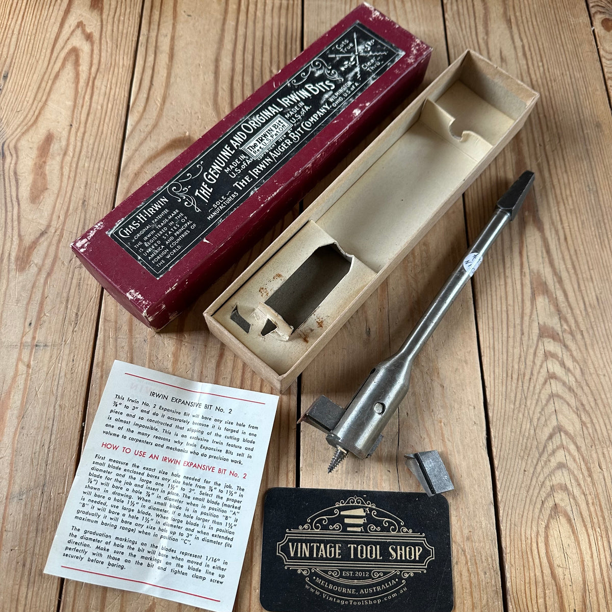 N1834 NEW OLD STOCK! Vintage IRWIN USA No.2 expansive DRILL BIT IOB