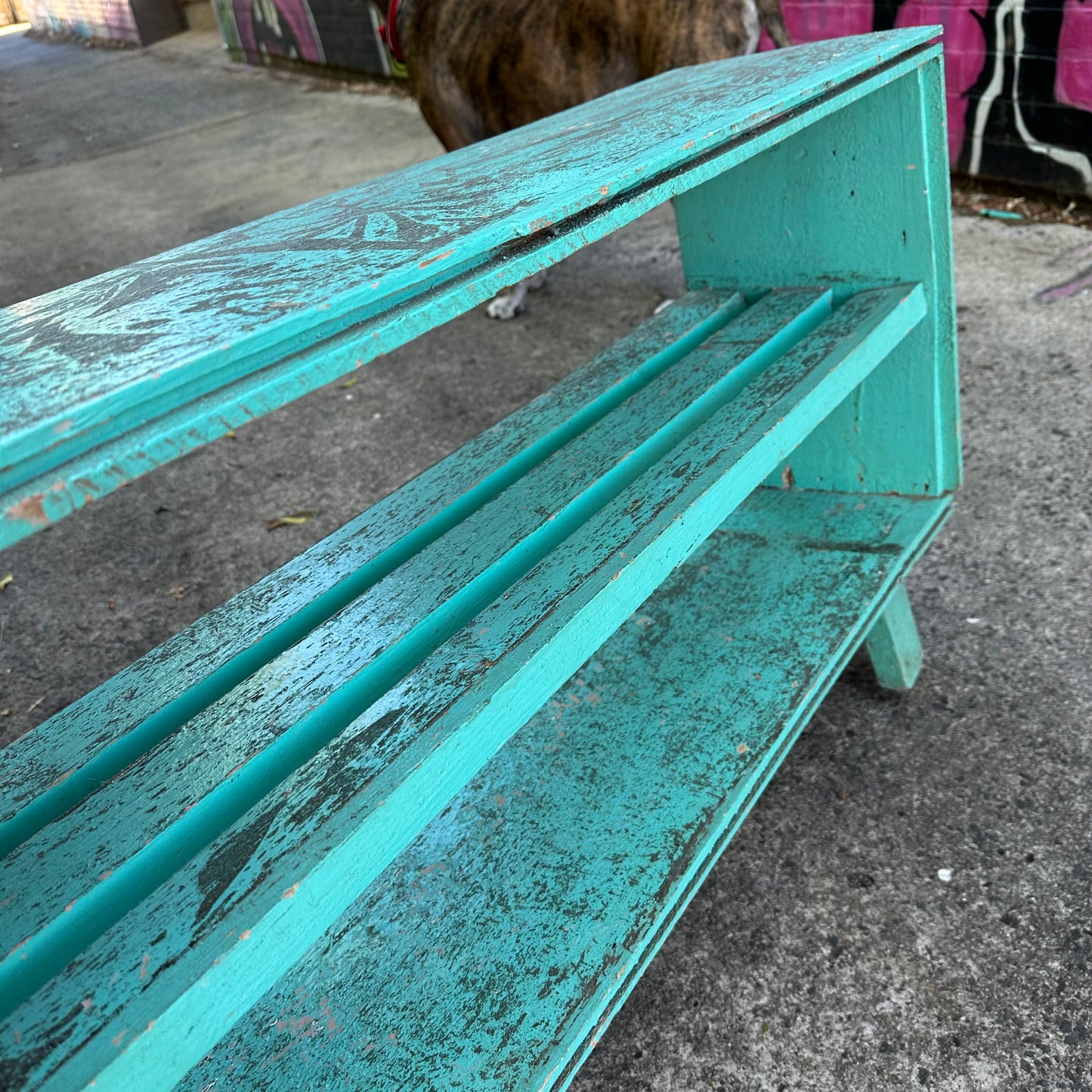 H2383 Vintage distressed shabby chic depression era GREEN Pine SHELVES