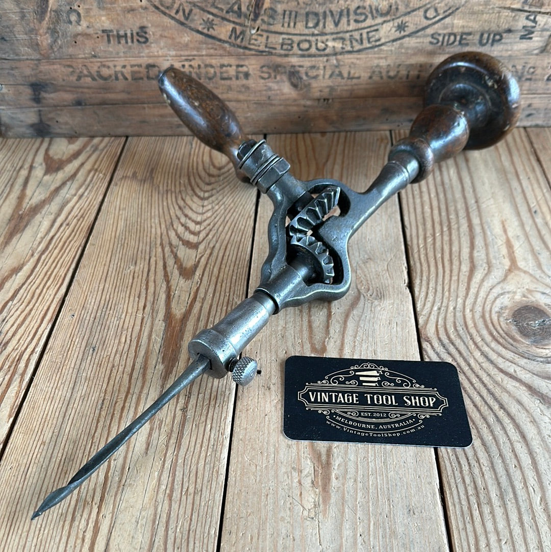 SOLD N701 Vintage ornate iron frame HAND DRILL & drill bit