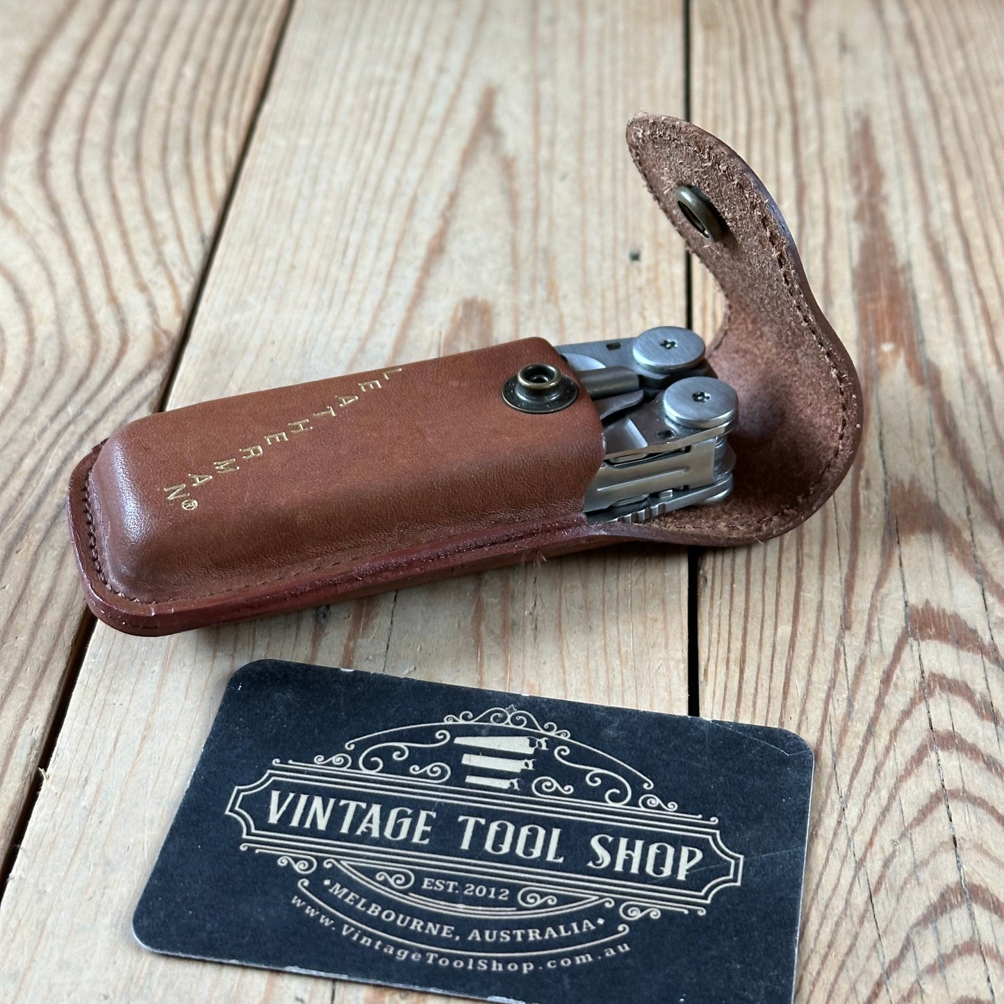 K45 Vintage LEATHERMAN USA WAVE Multi Tool in its Original leather sheath