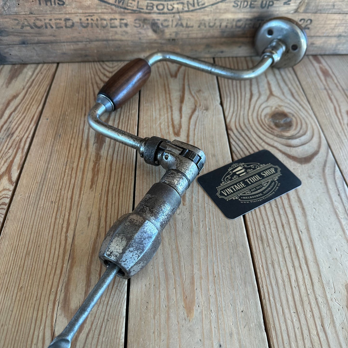 H2048 Vintage No:16 J.A.CHAPMAN 5” / 10” sweep Drill BRACE with Rosewood handles