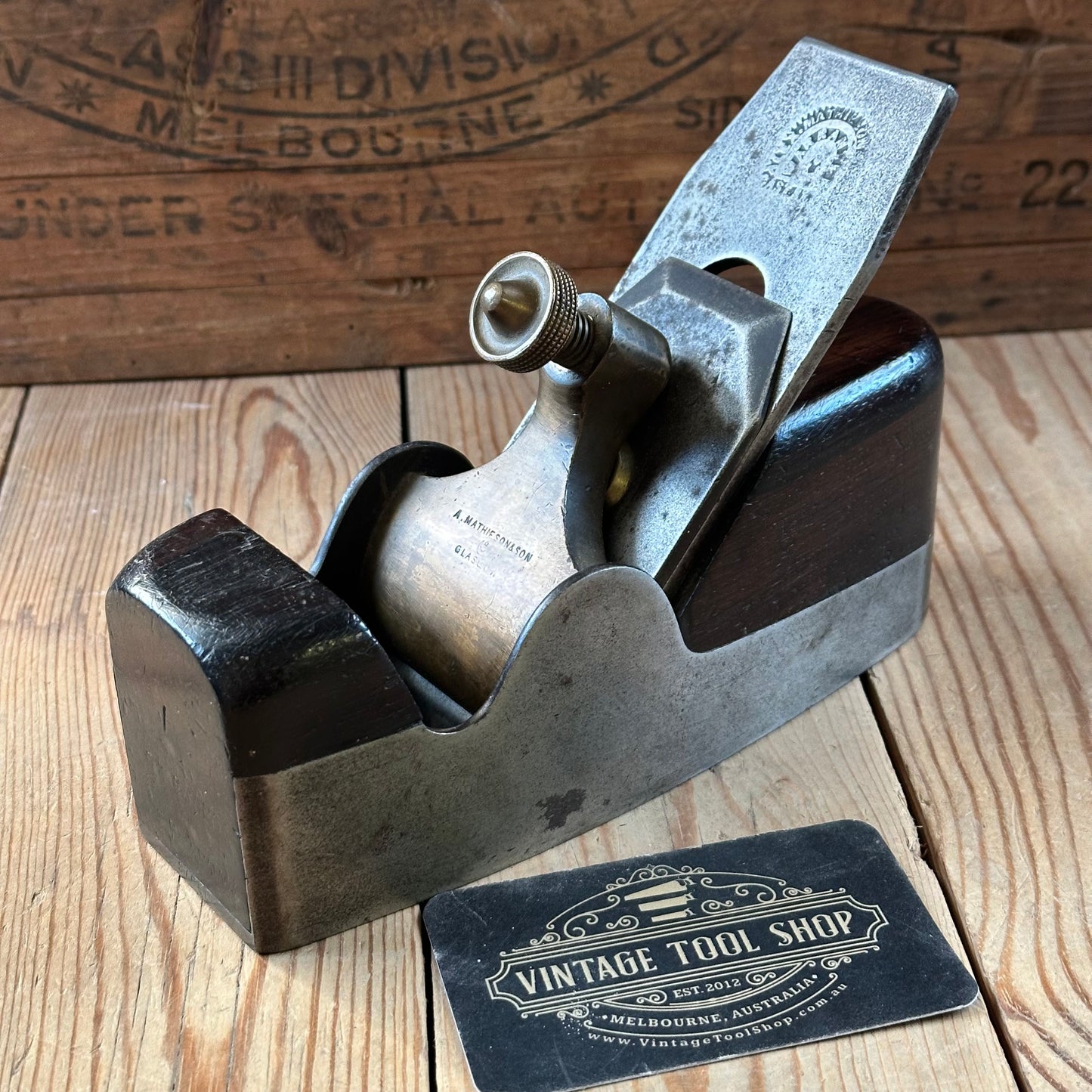 N1038 Antique MATHIESON Scotland No:842 SMOOTHING plane Rosewood