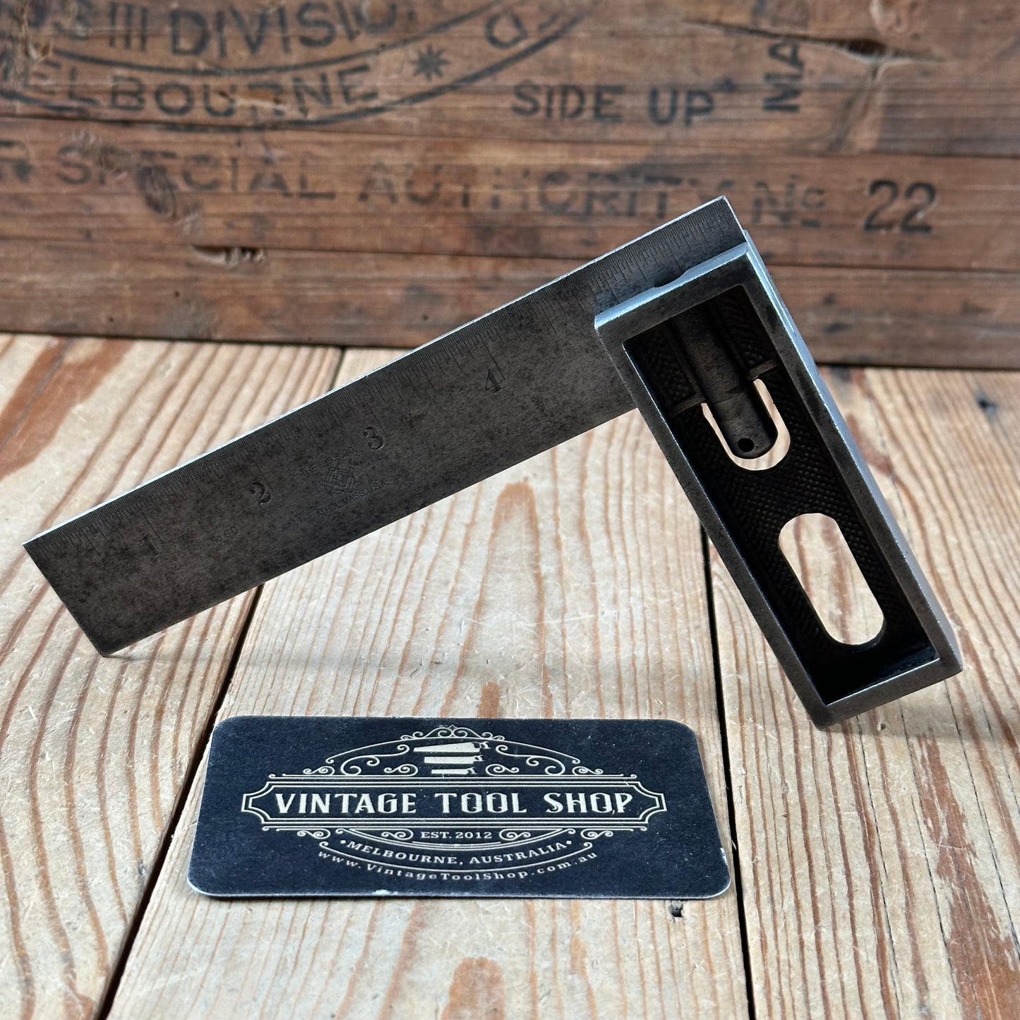 H53 Vintage STARRETT USA No.60 metal SQUARE