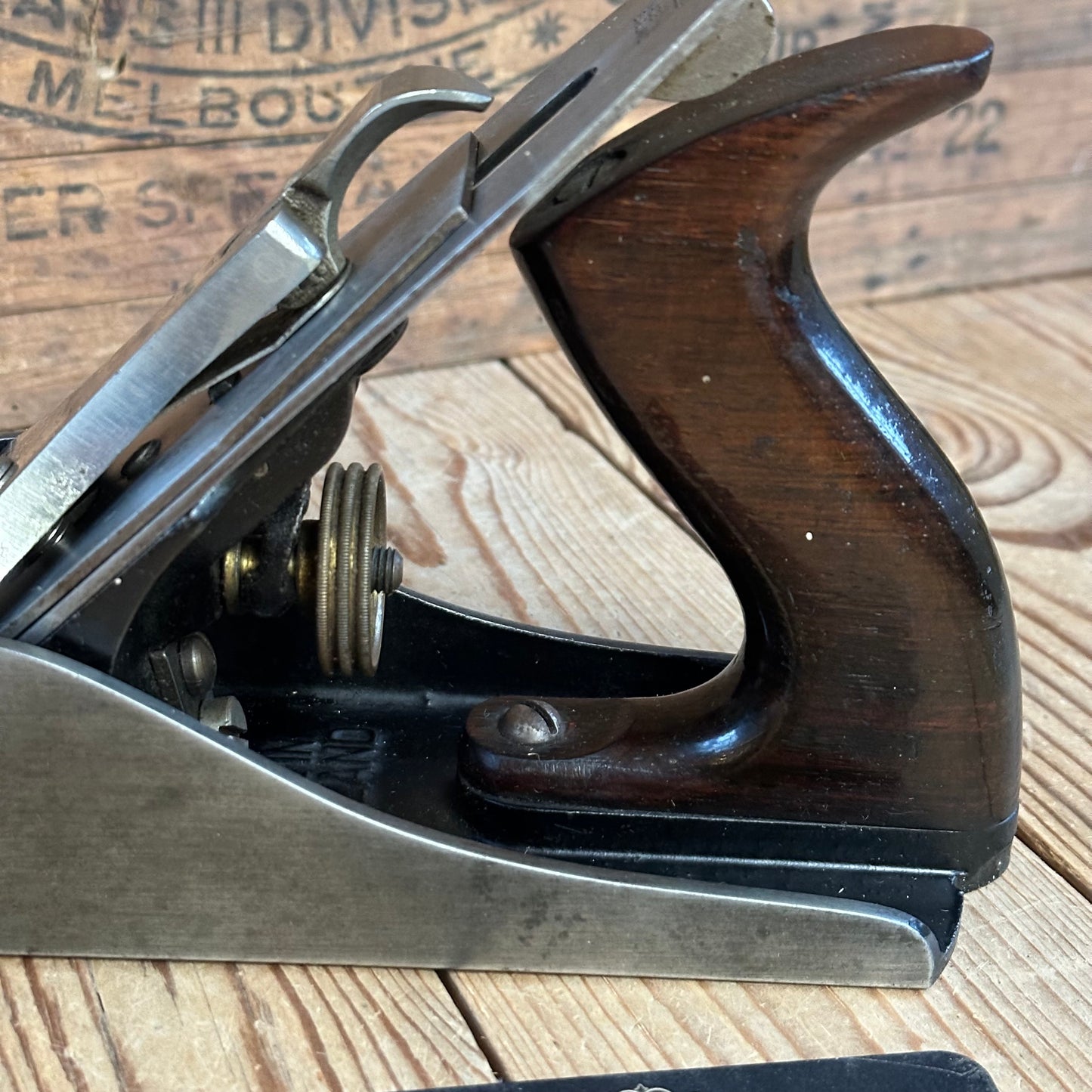 H2487 TIDY! Vintage STANLEY England No.4 1/2 smoothing PLANE IOB