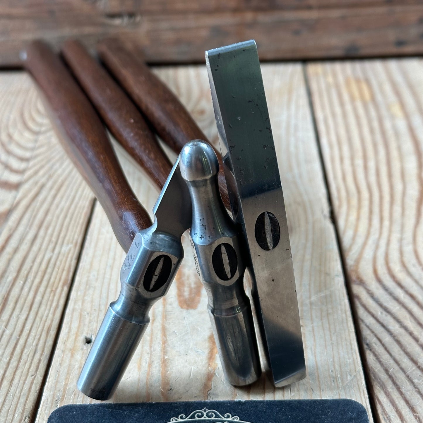 SOLD. N1697 INCREDIBLE! Vintage dated 1932 3x PRESENTATION Jewellers Metalworking HAMMERS