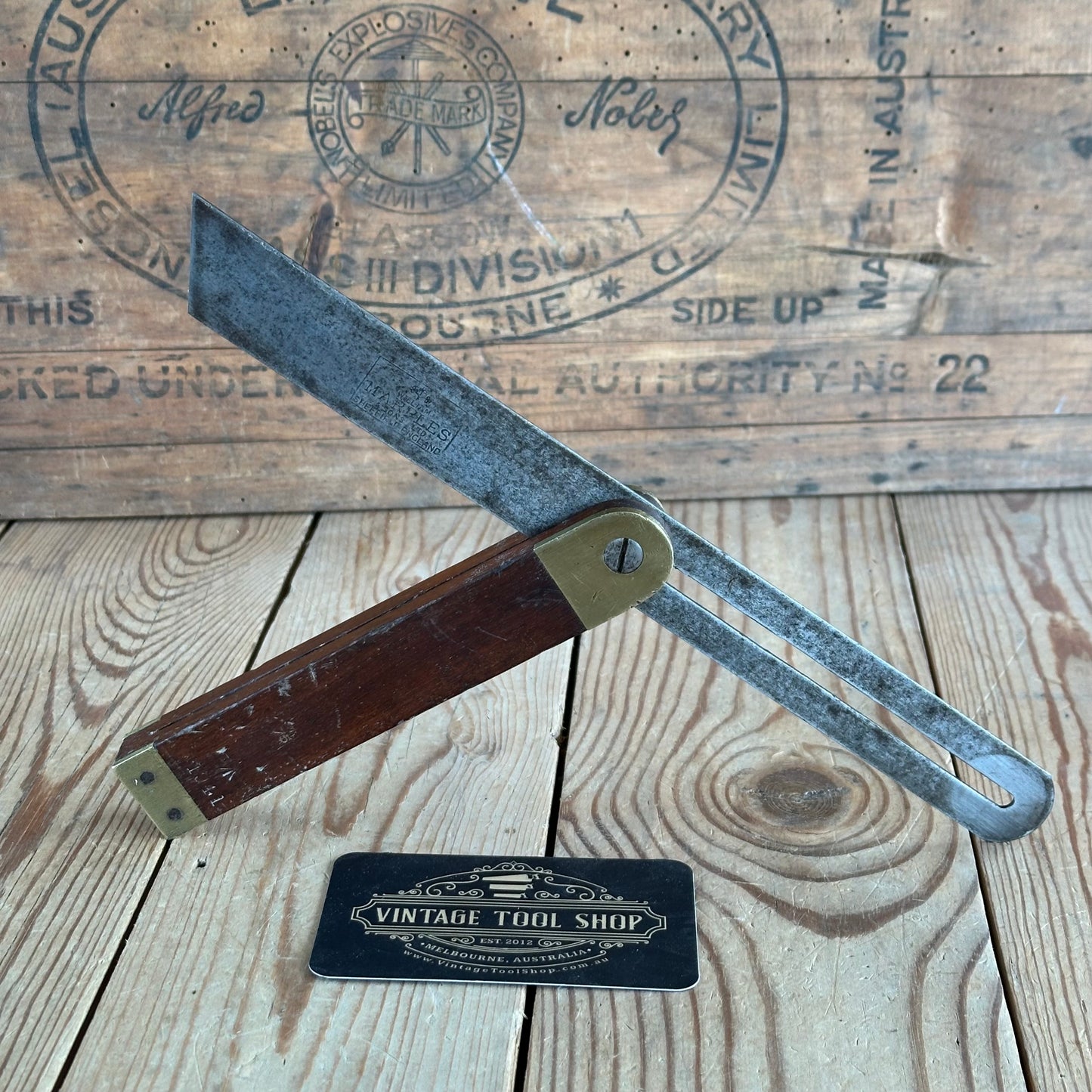 N1981 Vintage MARPLES 1941 DD mahogany & brass BEVEL