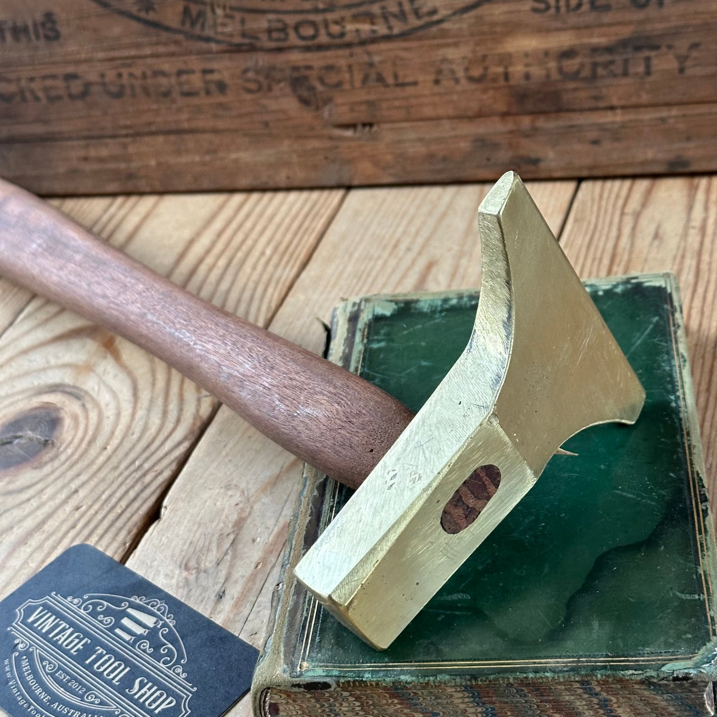 N1797 COOL! Vintage BRASS VENEER HAMMER