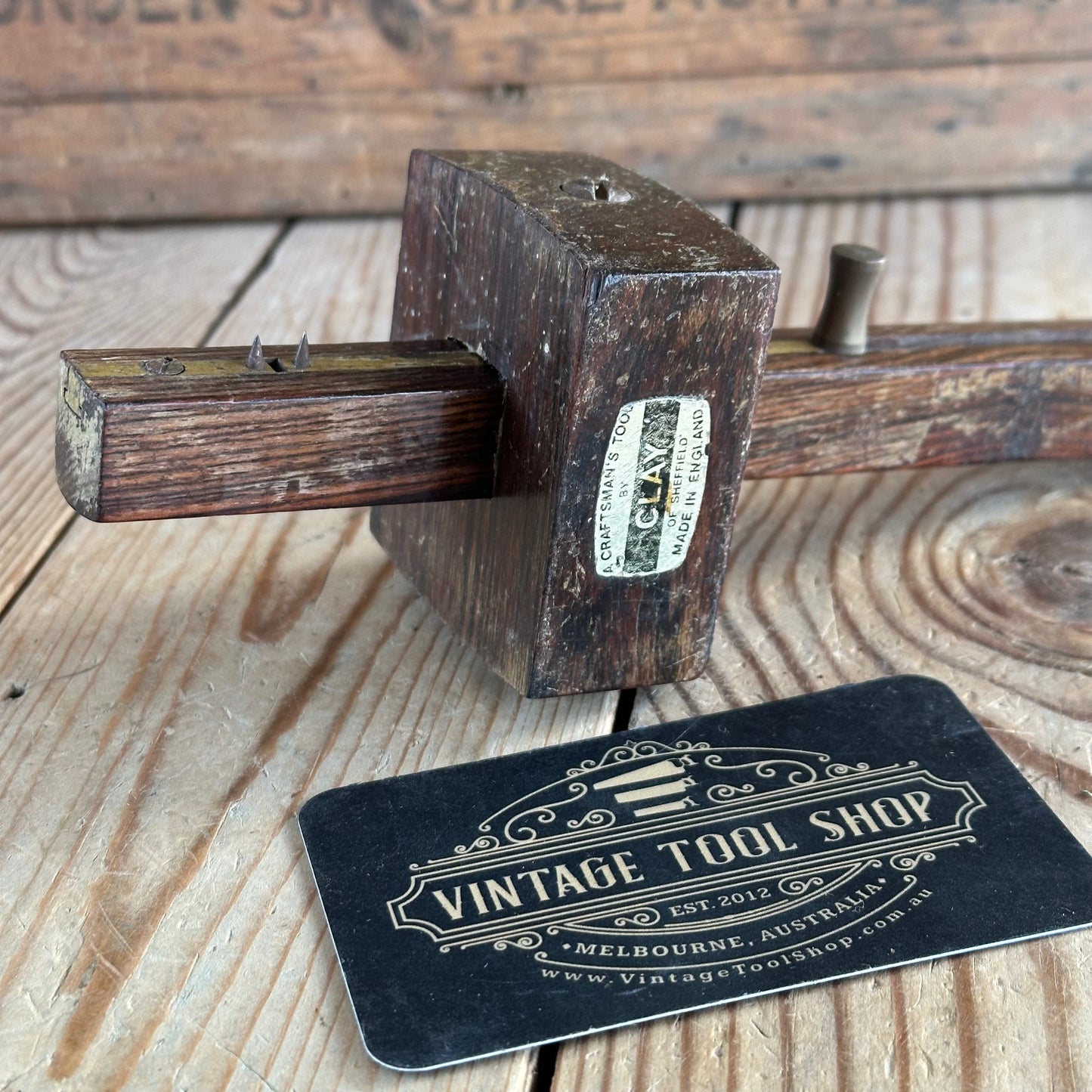 H1960 Vintage CLAY of England Rosewood and BRASS Mortise GAUGE